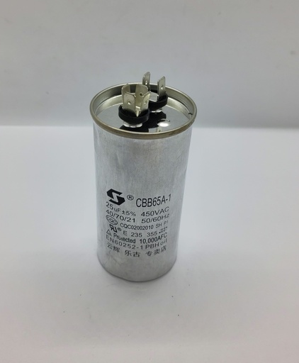 Condensateur CBB65A-1 - ø50 x 103mm - 25uF - 450Vac - Universel