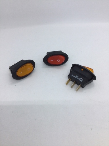 Interrupteur on/off - (ovale  41x25mm) 3 pins - 10A (max.) - 250V - KCD3