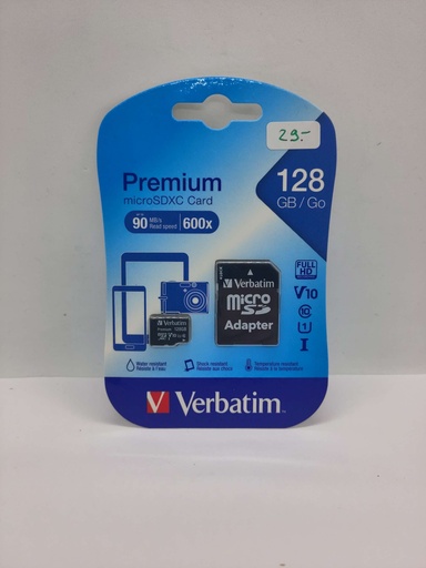 [#H135565] Carte micro SDXC - 128GB - Lecture 90MB/s (600x) - Verbatim / Universel