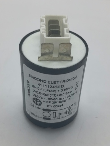 [#D336041] Filtre antiparasite - 0.47uF(X2) + 2x0.010uF (Y2) - Electrolux / Universel