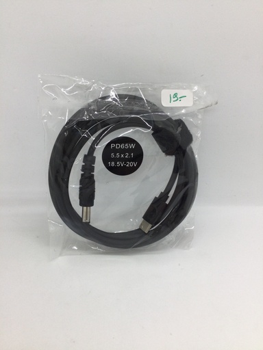 [#H718119] Câble PD65W mâle/mâle (USB 3.1 C / 5.5x2.1) - 1.5 mètre - droit - Universel