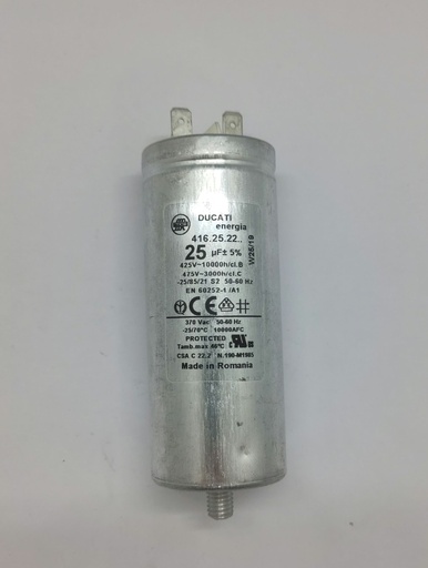 [#G873482] Condensateur Ducati (vissé) - ø40 x 104mm - 25uF - 450Vac - Universel