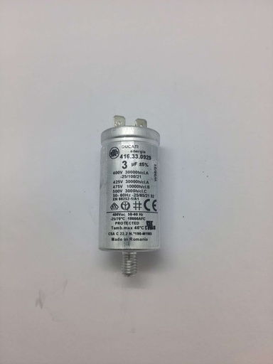 Condensateur Ducati (vissé) - ø30x 63mm - 3uF - 475Vac - Vzug / Universel