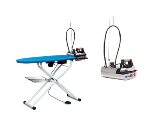 Lot : Fer à repasser avec planche à repasser (soufflerie et chauffage) - Ghidini